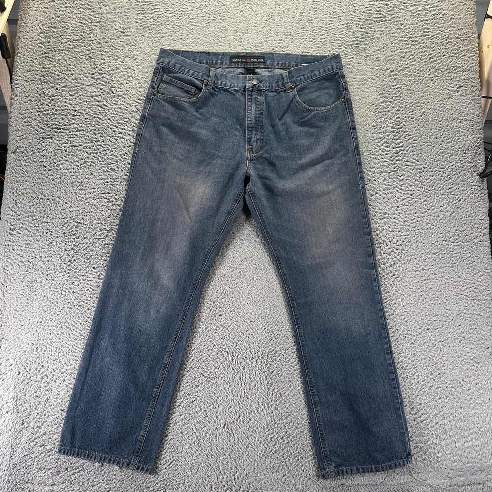 Vintage Beverly Hills Polo Club Jeans Men 38x30 Blue Cotton Denim Straight Baggy